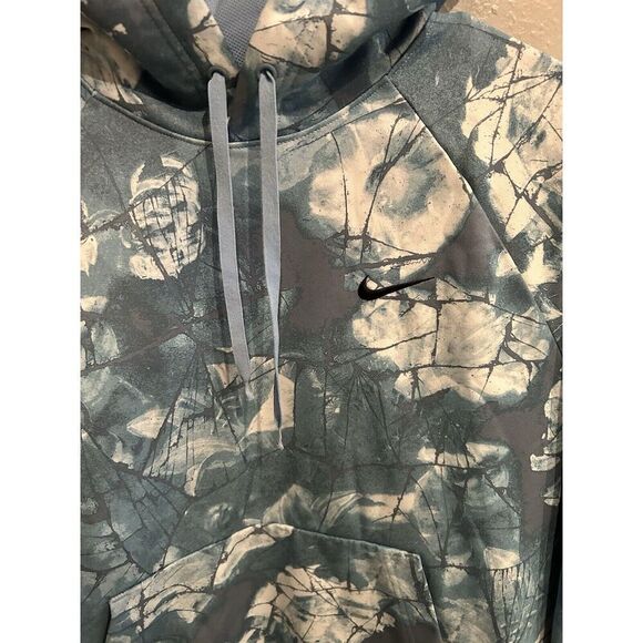 Nike Mens Medium Therma Fit Blue Icebreaker Camo Hoodie Pullover Fleece - Picture 2 of 9